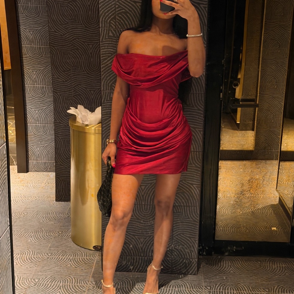 Oh Polly Strapless Red Mini Dress